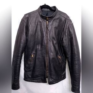 Vintage Racer Leather Jacket, Men's Sz Large, Black